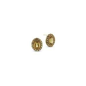 ZALES Oval and Round Cut Gemstone Earrings in 10K Gold (Stone Option 