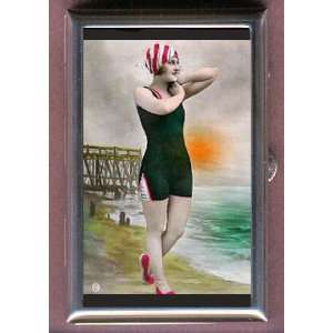  VINTAGE BATHING BEAUTY PHOTO Coin, Mint or Pill Box Made 