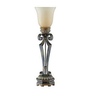  Torch Lamp Bronze Finish Table Glass Desk: Home Improvement