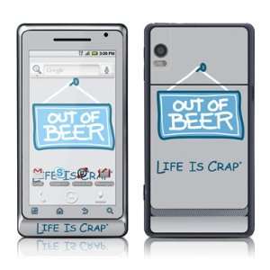 : Out Of Beer Design Protective Skin Decal Sticker for Motorola Droid 