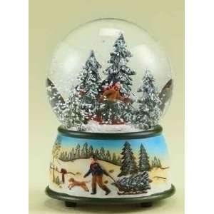  5 Musical Skiing Kid Christmas Snow Globe Glitterdome 