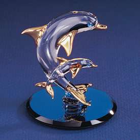 New Glass Baron® Dolphin & Baby Glass Figurine Gift  