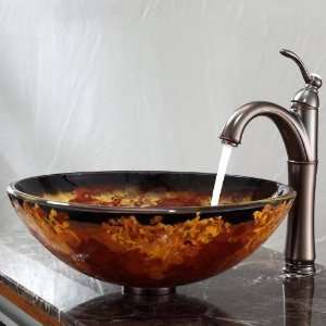    1005ORB Onyx Glass Vessel Sink and Riviera Faucet: Home Improvement