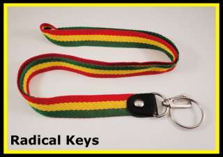 Reggae Lanyard Keychain Rasta Key Chain Marley Style Jamaican Jamaica 