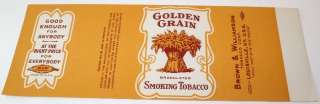 Vintage Golden Grain Tobacco Louisville, KY Label  