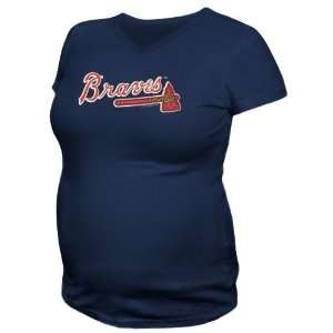 Atlanta Braves Ladies Navy Blue Moms Maternity T shirt:  