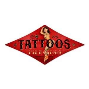  Tattoo Piercings Shop Pin Up Vintage Metal Sign