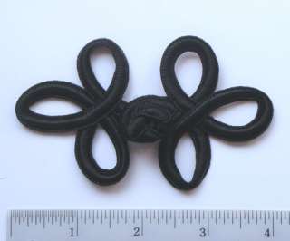 pairs 2 black triloop Chinese frog buttons closures  