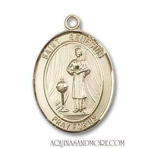  St. Genesius of Rome Medium 14kt Gold Medal: Jewelry