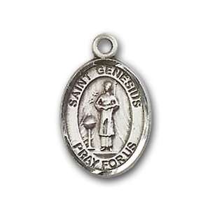   Medal with St. Genesius of Rome Charm and Godchild Pin Brooch Jewelry
