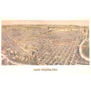  Historical Map of Fort Worth, 1891, Antique Map Wall Art 