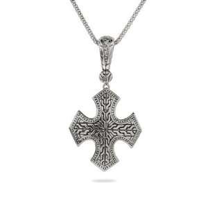  Designer Style Sterling Silver Byzantine Cross Pendant 