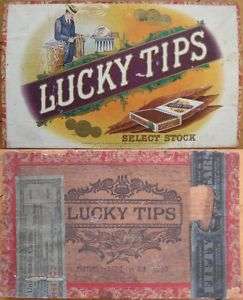 1913 Lucky Tips Cigar Box Lid/Label with Stock Ticker  