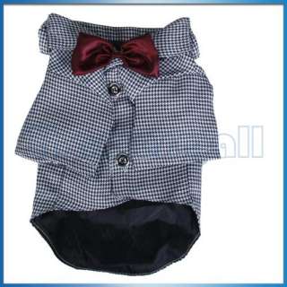 New Pet Dog Clothes Apparel Houndstooth Suit & Bowtie  