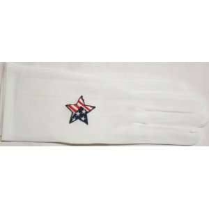  Bright White Spandex Eleven Inch Gloves Trimmed with Star 