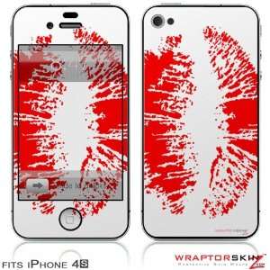 iPhone 4S Skin Big Kiss Red Lips on White by WraptorSkinz 