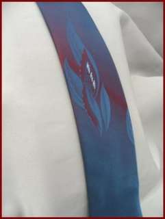 VINTAGE WEMLON MENS SKINNY TIE IRIDESCENT BLUE & RED ELEGANT  