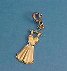 14K Solid Yellow Gold Party DRESS Bracelet Charm with Spring Ring 