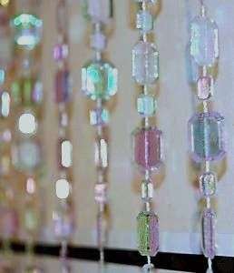   Emerald Cut Beaded Window Beads Decor Background Backdrop Art Curtain