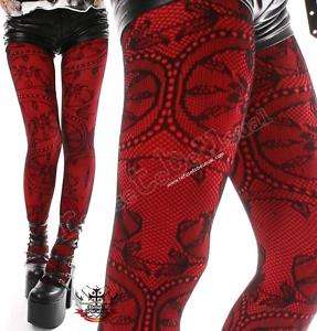 Gothic EGL LACE PANTYHOSE PICOT Beanstalk+Red HOSIERY  
