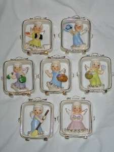 Geo. Z Lefton Day Of The Week Ceramic Angel Plaque Set  