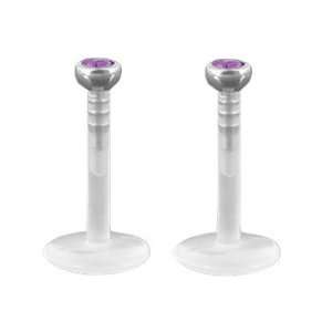   Jeweled Push In BioFlex Lip Rings / Labret Studs 16g 5/16 Jewelry