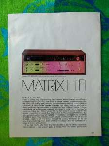 ADVERTISEMENT 1970s SANSUI VARIO MATRIX QRX 6500 AM/FM HI FI RECEIVER 