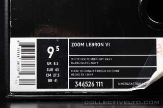 2008 Nike Zoom Lebron VI Yankees kobe 346526 111 WHITE MIDNIGHT NAVY 9 