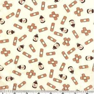   Funky Monkeys Band aid Cream Fabric By The Yard: Arts, Crafts & Sewing