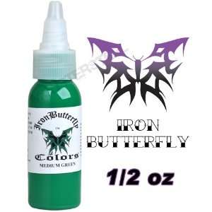  Iron Butterfly Tattoo Ink 1/2 OZ MEDIUM GREEN NEW dark Health 