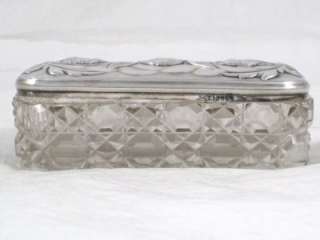 Antique Sterling Silver Gilt Angel Top & Clear Cut Glass Trinket Box 