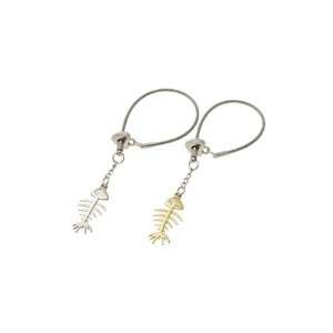  Pair Fishbone Pendant Keychain For Lovers Couple