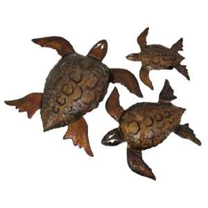   Set Of 3 Metal Sea Turtle Wall Mounted Candle Holders: Home & Kitchen