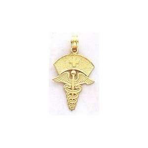  14k Gold Caduceus with Nurses Cap Pendant [Jewelry] Arts 