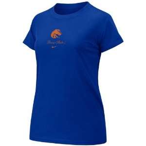   State Broncos Royal Blue Ladies Logo Crew T shirt: Sports & Outdoors