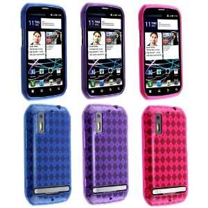 Color Rubber TPU Clear Argyle Skin Case for Motorola Photon 4G MB855 