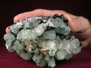 BIG SHINY BABINGTONITE CRYSTALS w PREHNITE, QUARTZ + SHOWY  