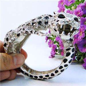 Big Leopard Bracelet Bangle Clear Swarovski Crystal Animal Panther 