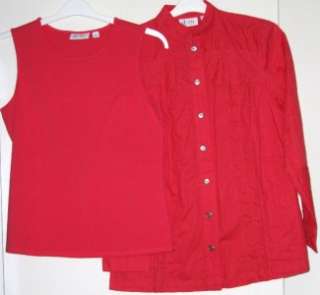  Co. Patchwork Big Shirt with Pintuck Detail and Tank NAUTICAL RED X SM