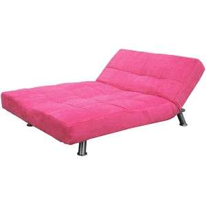 Modern Pink Microfiber Cover Convertible Futon Sofa Bed  