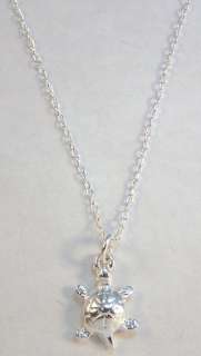 Childs Turtle Necklace   Silver Plated Pendant on a 14 Link Chain 