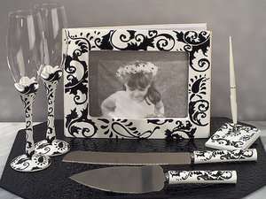 Black and White Damask Wedding Collection 5pc Set  
