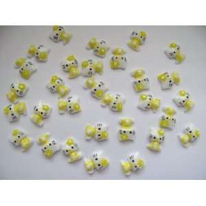 Nail Art 3d 30 Pieces Yellow Hello Kitty for Nails, Cellphones 1.3cm 