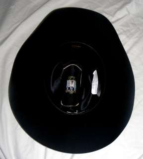   Black Cowboy Hat 20X Beaver Fur Felt Black Gold Size 7 3/8 L  