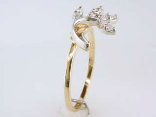 Antique Deco Genuine Diamond 14K 2 Tone Gold Engagement Wedding Ring 
