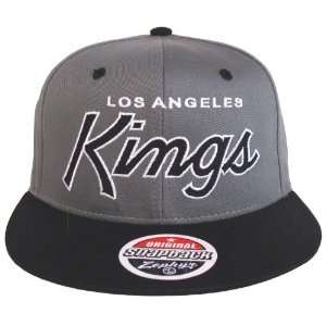  Los Angeles Kings Script Zephyr Snapback Cap Hat Grey 