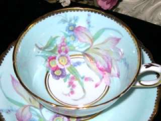SIMPLY Stunning Paragon ORCHID BOUQUET BLUE Tea Cup and Saucer England 