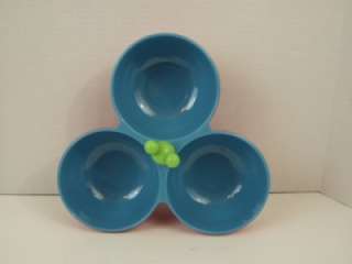 Disney Triple Snack Bowl Condiment Set Mickey Mouse Blue Pink Green MM 
