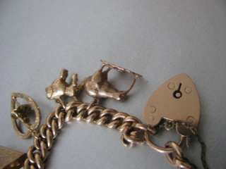   Gold Albert Charm Bracelet 10 Charms Blue John Compass Citrine  