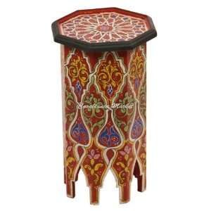 Dari Hand painted Side Table, Red: Home & Kitchen